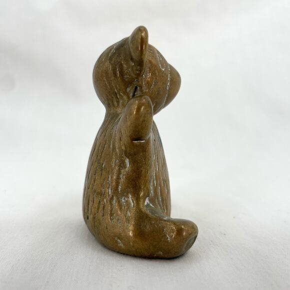 Vintage Brass Teddy Bear Gold Sitting Animal Mid-Century Traditional Style Decor - Picture 6 of 12